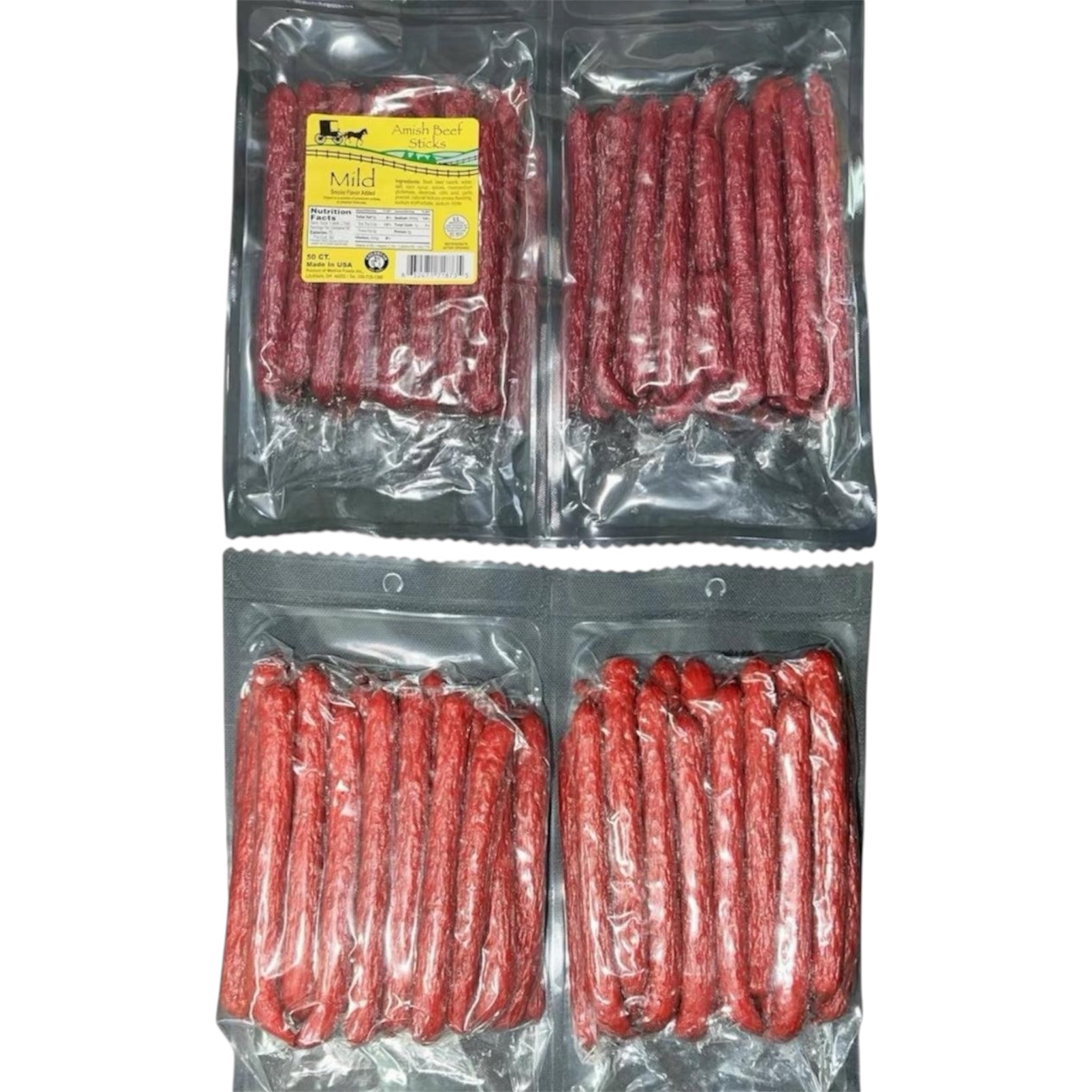 Beef Sticks - 50ct - Mild - Saddle Bag - Party Pack - Amish Beef Sticks